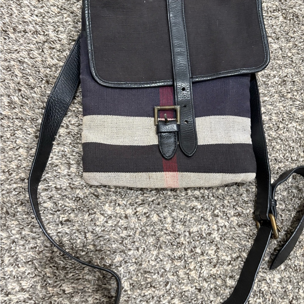 Burberry Black and Gray Messenger Bag